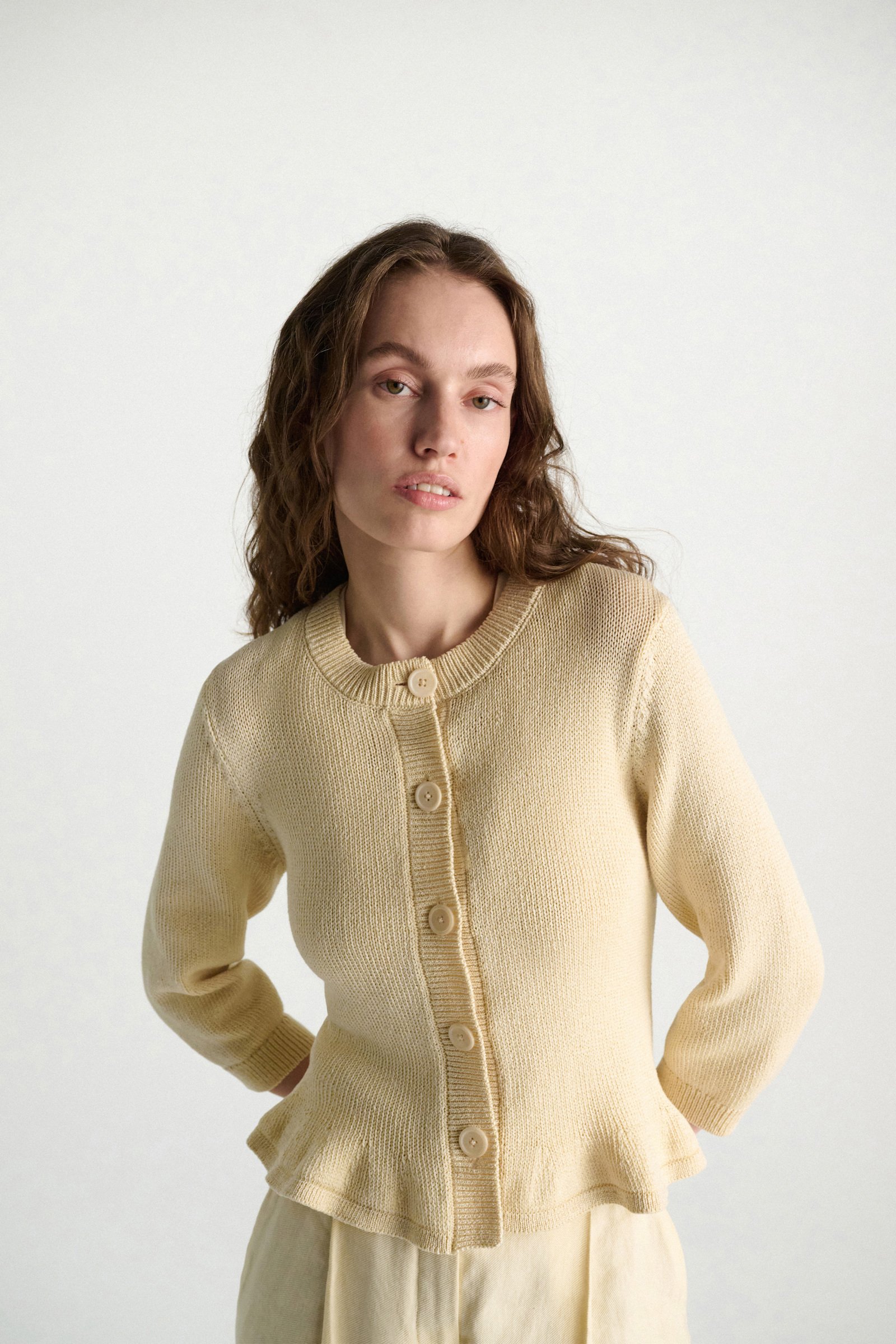 Dorothee Schumacher Cropped pullover with flounce effect icy lemon