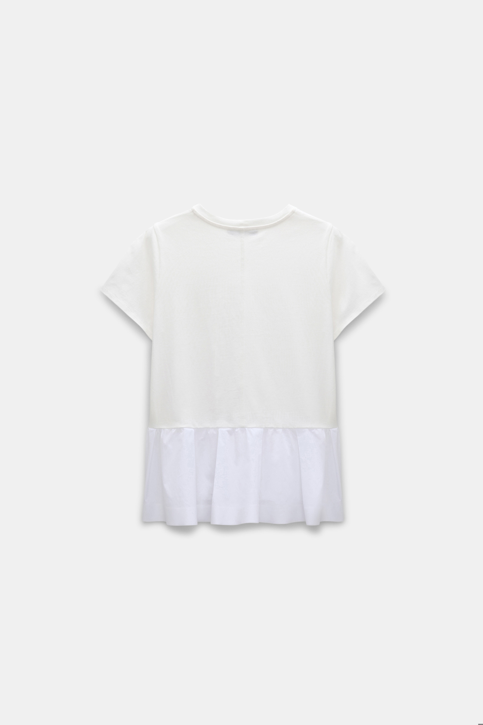 Dorothee Schumacher Rundhals-T-Shirt mit Schößchen aus Baumwolljersey camellia white