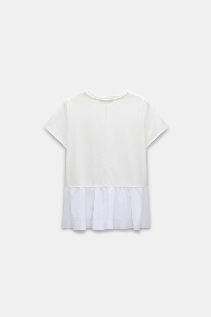Dorothee Schumacher Rundhals-T-Shirt mit Schößchen aus Baumwolljersey camellia white