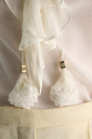 Dorothee Schumacher Blouse-style T-shirt with laced plastron orchid white