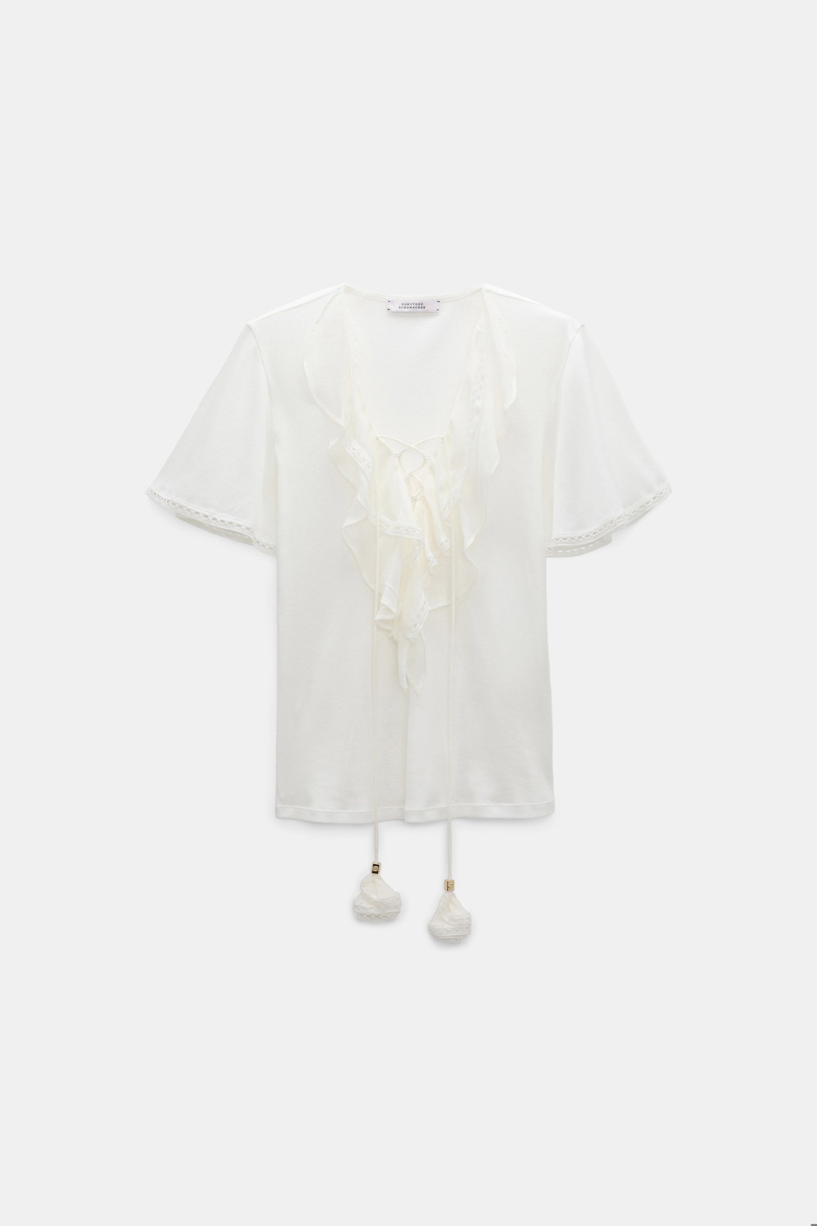 Dorothee Schumacher Blouse-style T-shirt with laced plastron orchid white