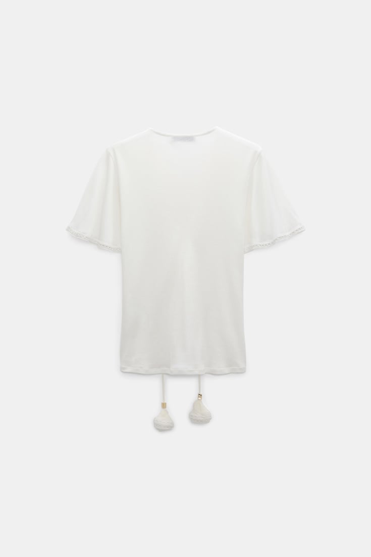 Dorothee Schumacher Blouse-style T-shirt with laced plastron orchid white
