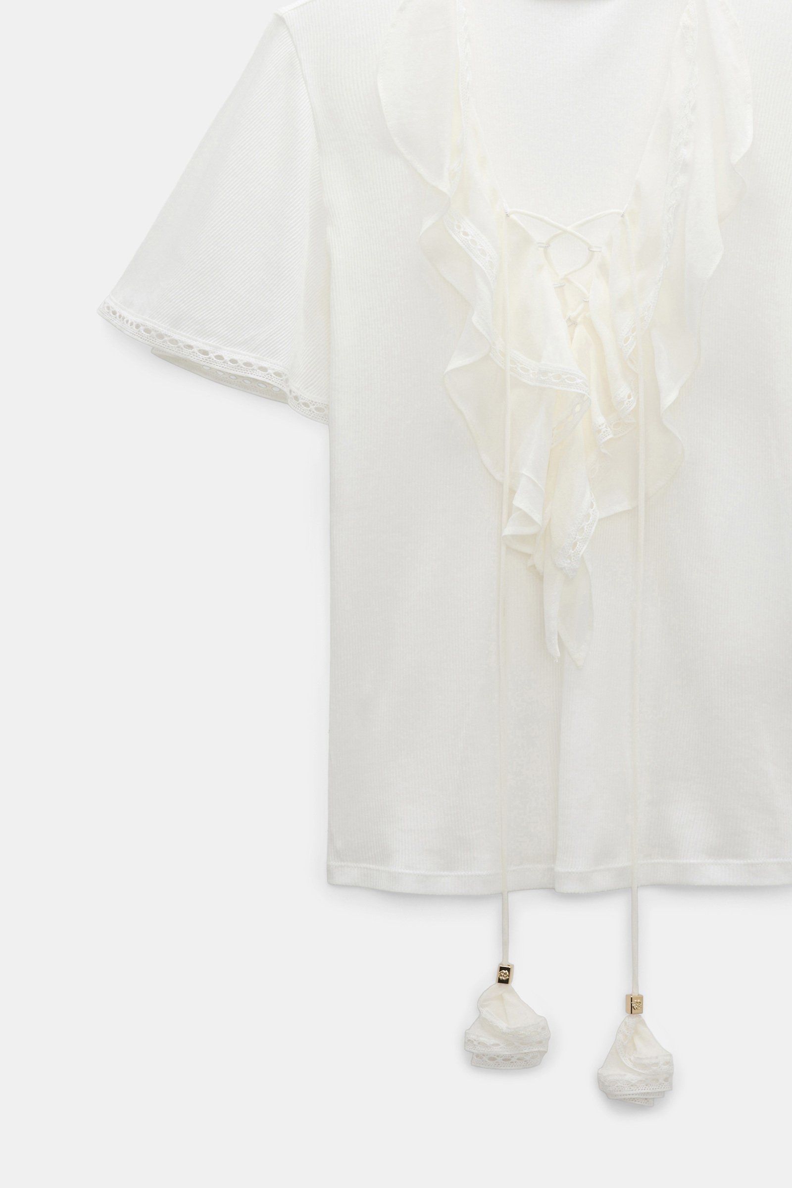Dorothee Schumacher Blouse-style T-shirt with laced plastron orchid white