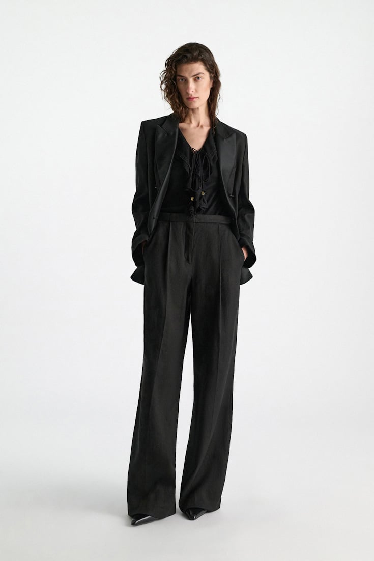 Dorothee Schumacher Blouse-style T-shirt with laced plastron pure black