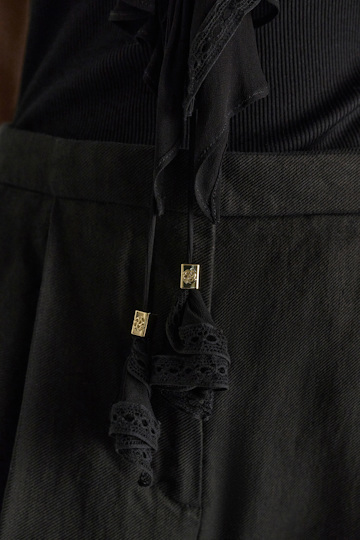 Dorothee Schumacher Blouse-style T-shirt with laced plastron pure black