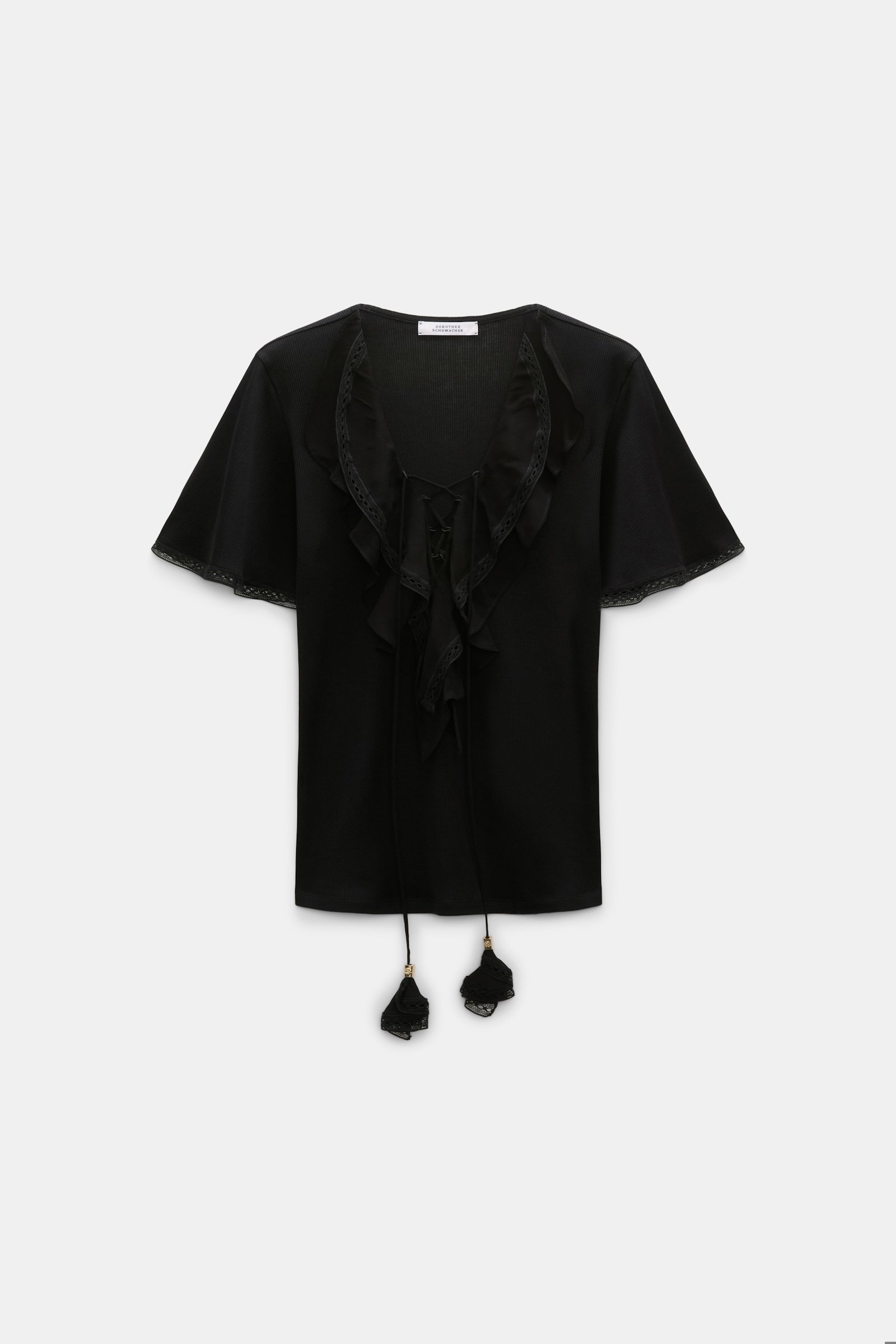 Dorothee Schumacher Blouse-style T-shirt with laced plastron pure black