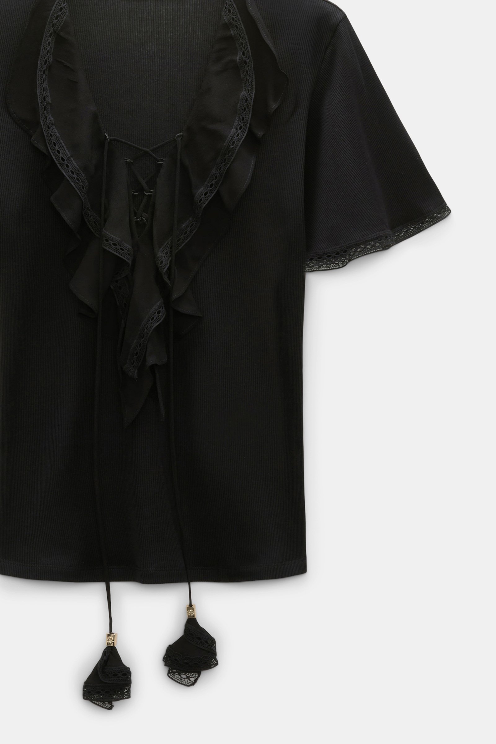 Dorothee Schumacher Blouse-style T-shirt with laced plastron pure black