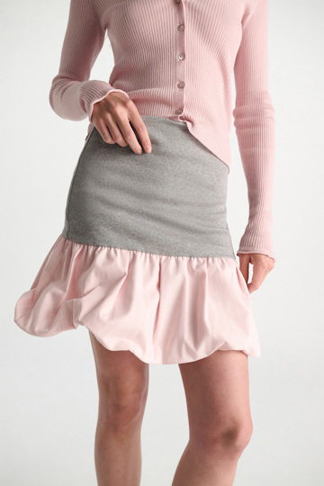 Dorothee Schumacher Langes Bandeau-Styling-Teil mit Schößchen grey mel. + rosé stripe poplin