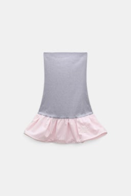 Dorothee Schumacher Long bandeau styling piece with peplum grey mel. + rosé stripe poplin