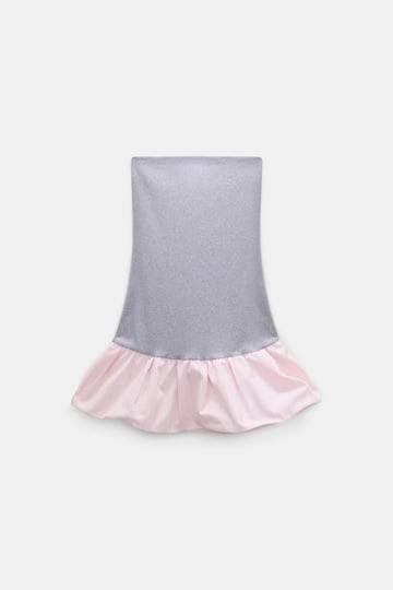 Dorothee Schumacher Langes Bandeau-Styling-Teil mit Schößchen grey mel. + rosé stripe poplin
