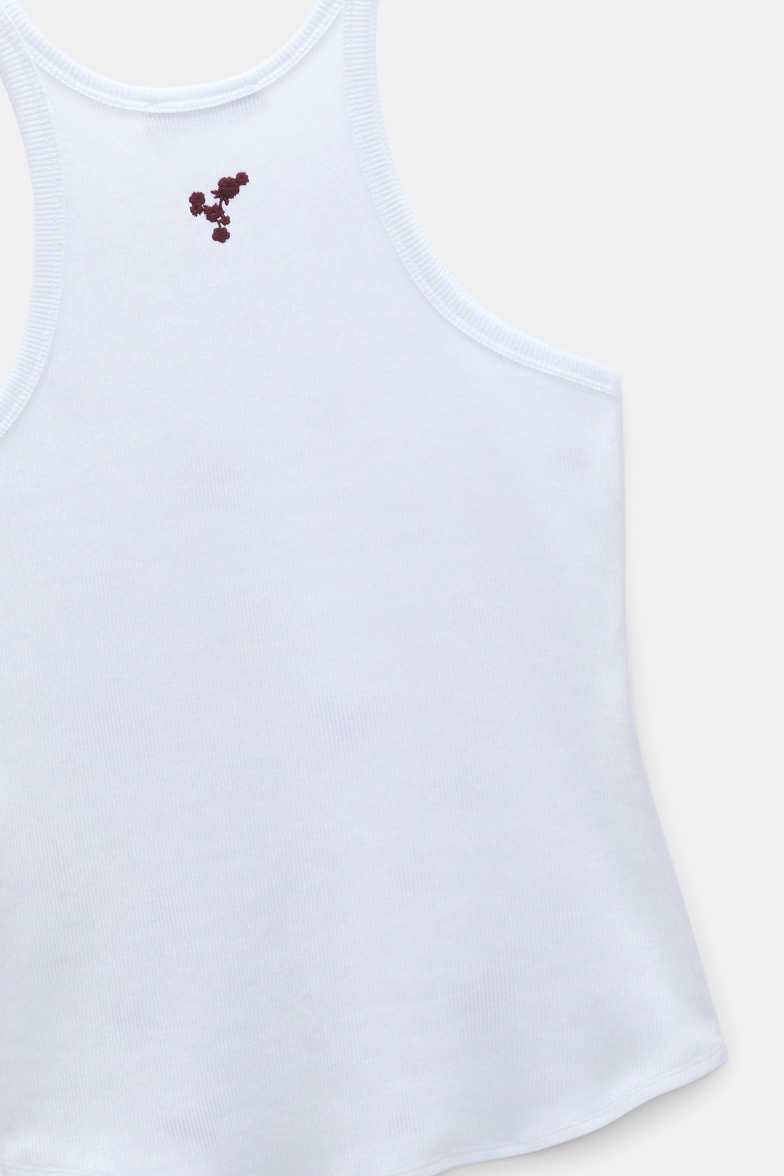 Dorothee Schumacher Fine rib cotton tank top dark burgundy embroidery