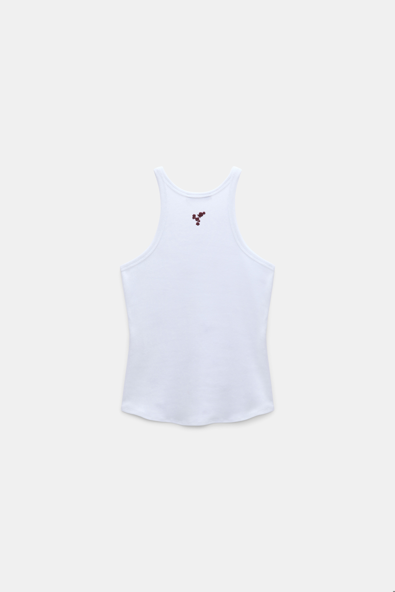 Dorothee Schumacher Fine rib cotton tank top dark burgundy embroidery