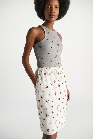 Dorothee Schumacher Fine rib cotton tank top grey blooming bordeaux
