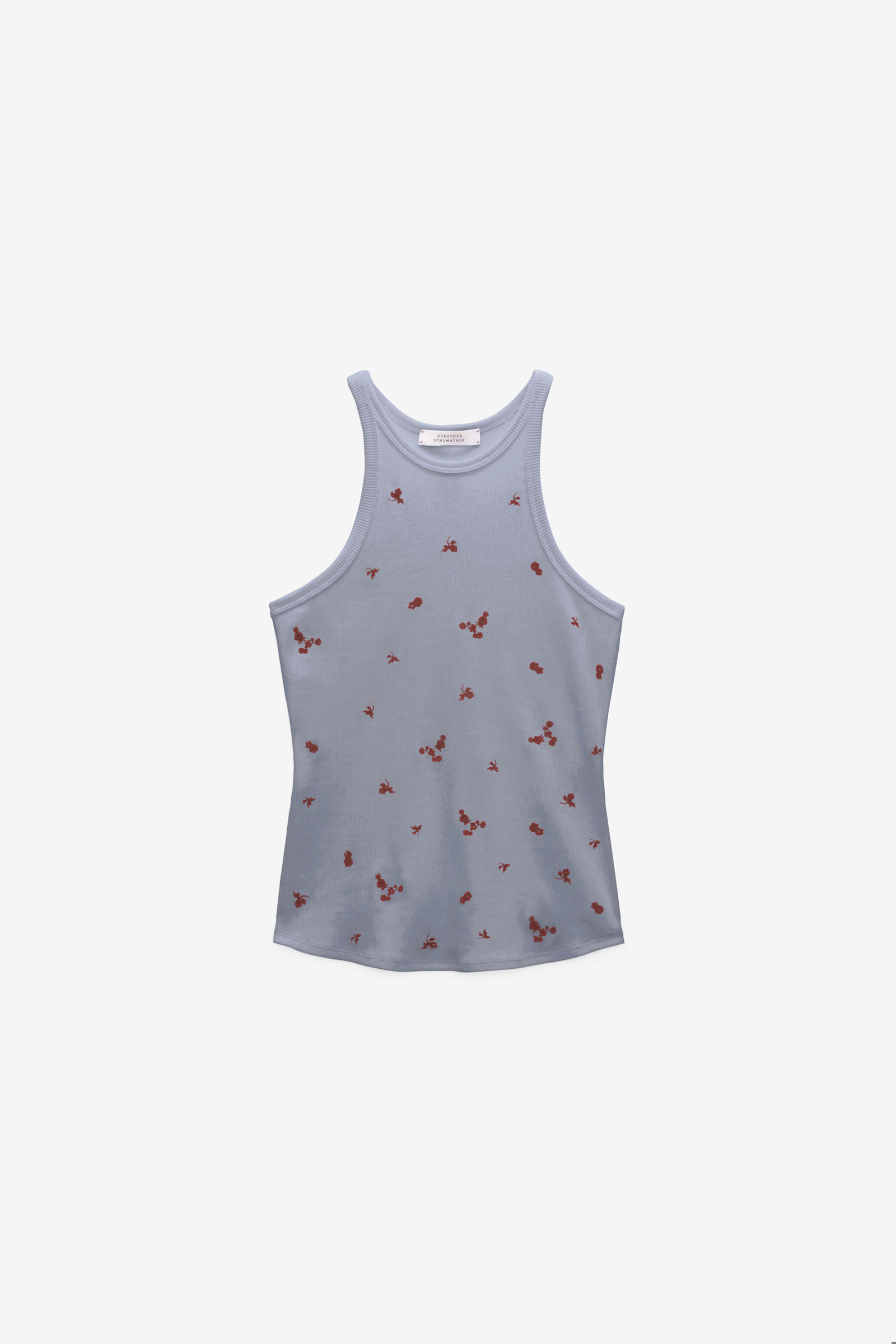 Dorothee Schumacher Fine rib cotton tank top grey blooming bordeaux
