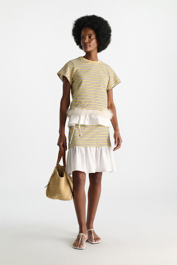 Dorothee Schumacher Gestreifter Rock mit Volantsaum jersey stripe