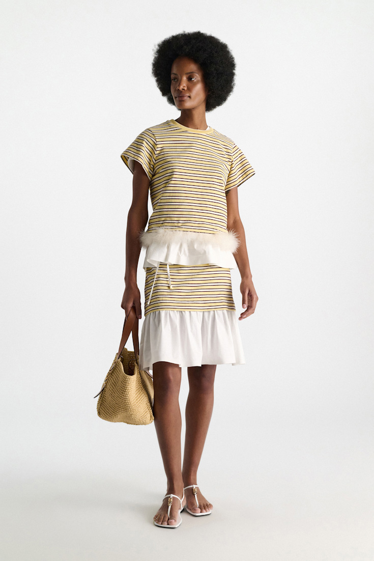 Dorothee Schumacher Gestreifter Rock mit Volantsaum jersey stripe