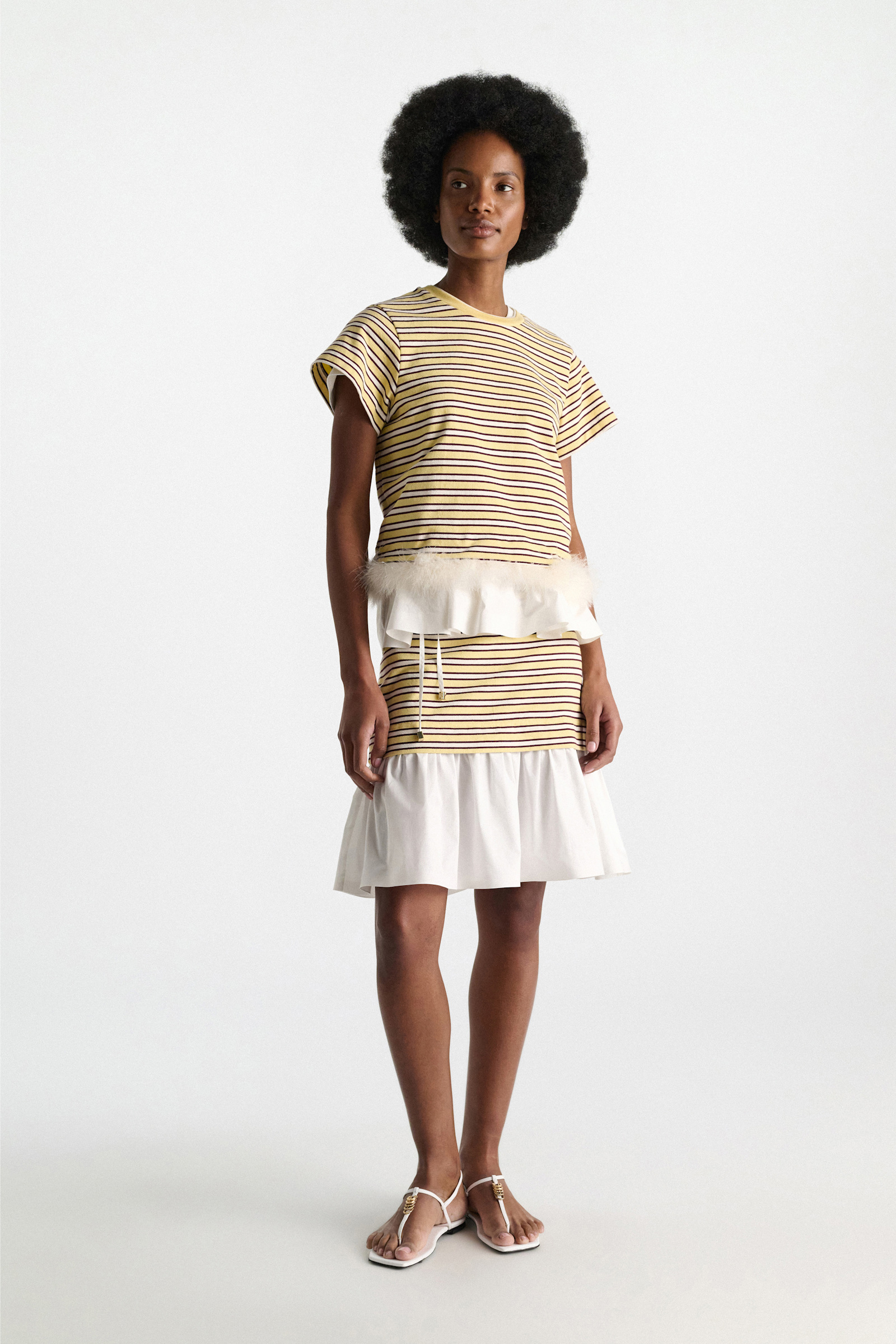 Dorothee Schumacher Gestreifter Rock mit Volantsaum jersey stripe