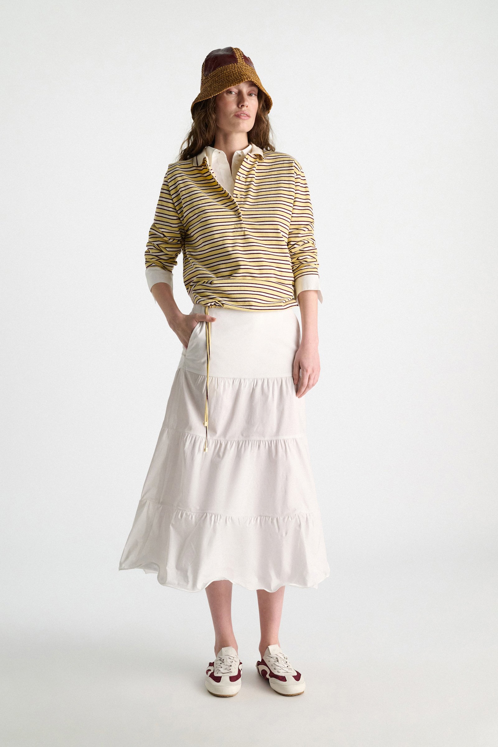 Dorothee Schumacher Long-sleeve striped polo with contrast collar jersey stripe