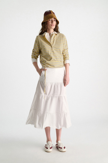 Dorothee Schumacher Long-sleeve striped polo with contrast collar jersey stripe