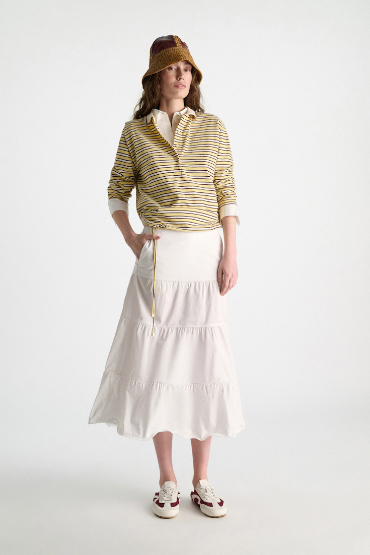 Dorothee Schumacher Long-sleeve striped polo with contrast collar jersey stripe