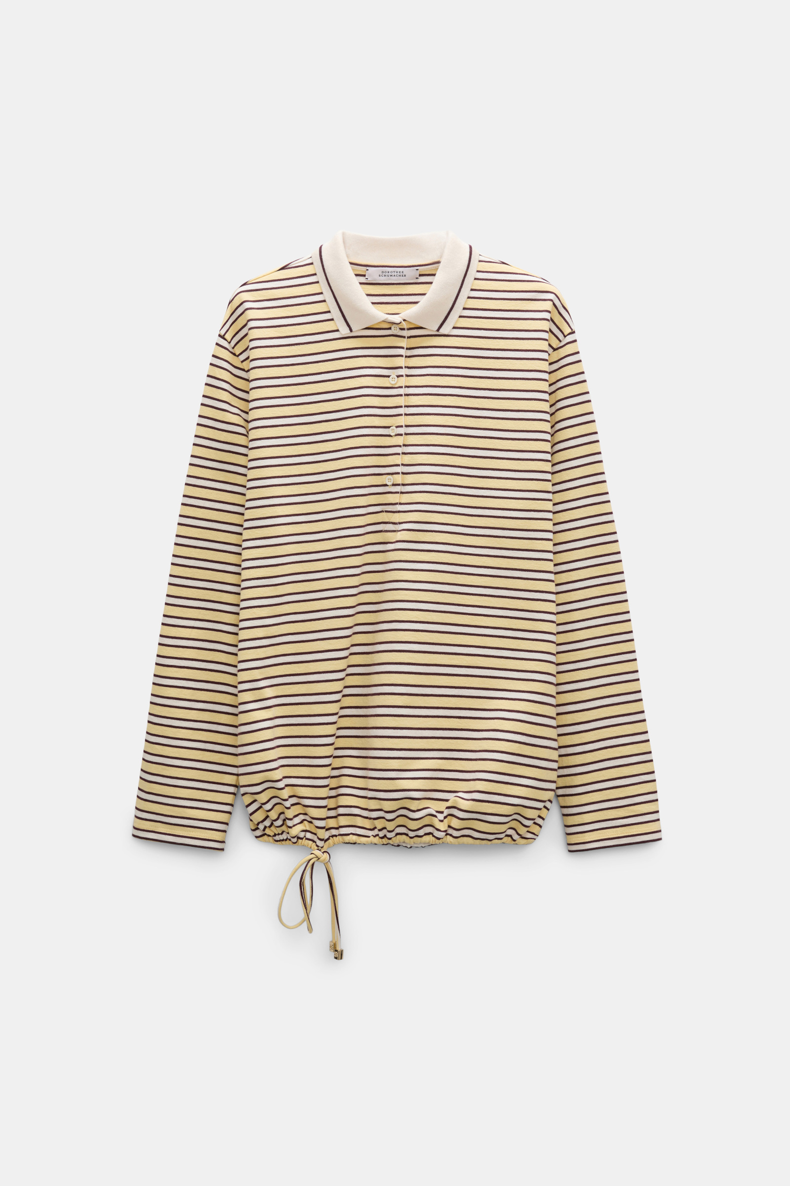 Dorothee Schumacher Long-sleeve striped polo with contrast collar jersey stripe