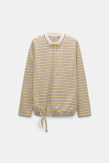 Dorothee Schumacher Long-sleeve striped polo with contrast collar jersey stripe