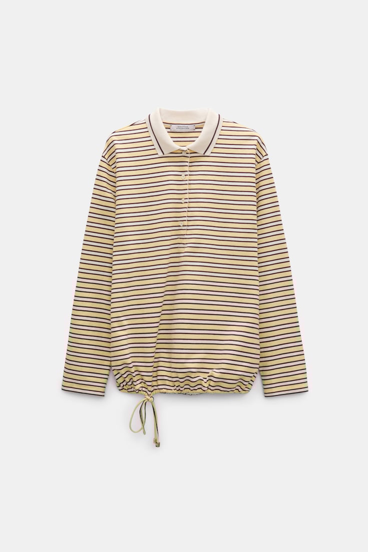 Dorothee Schumacher Long-sleeve striped polo with contrast collar jersey stripe