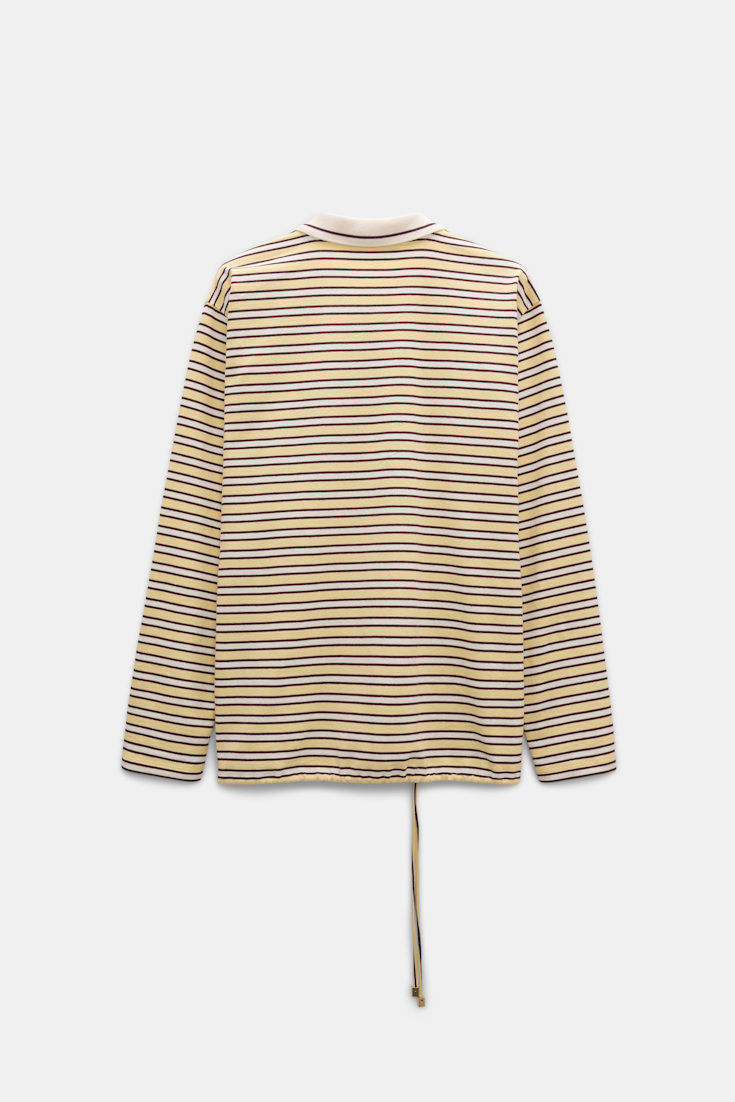 Dorothee Schumacher Long-sleeve striped polo with contrast collar jersey stripe