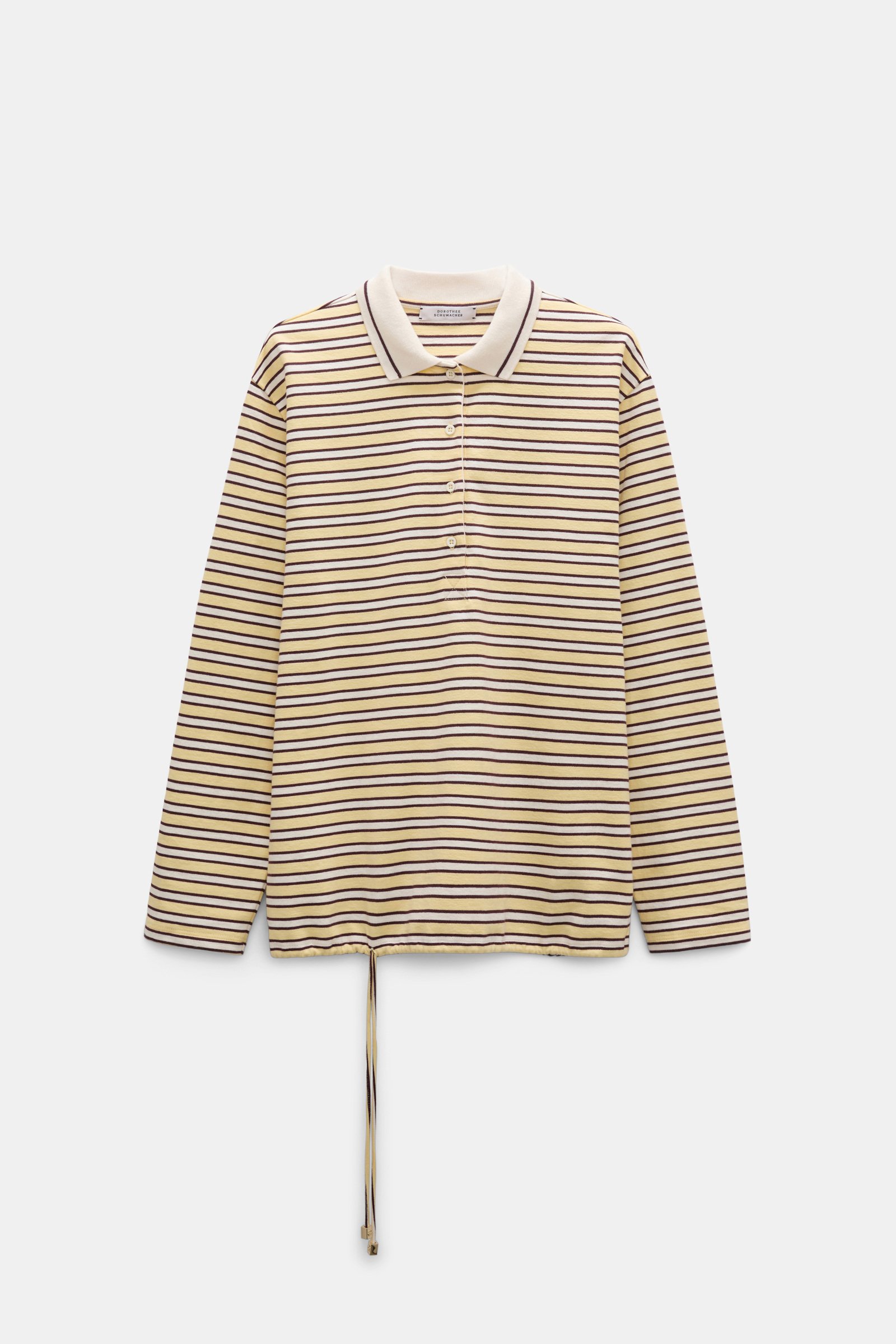 Dorothee Schumacher Long-sleeve striped polo with contrast collar jersey stripe