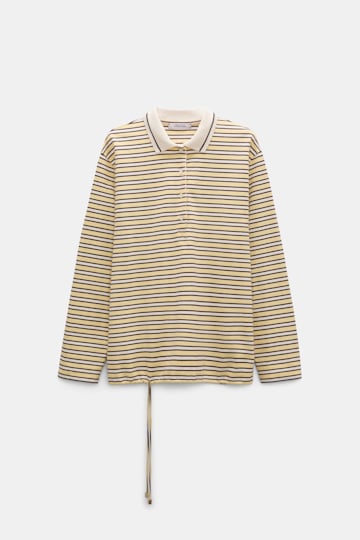 Dorothee Schumacher Long-sleeve striped polo with contrast collar jersey stripe