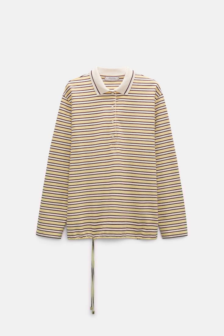 Dorothee Schumacher Long-sleeve striped polo with contrast collar jersey stripe