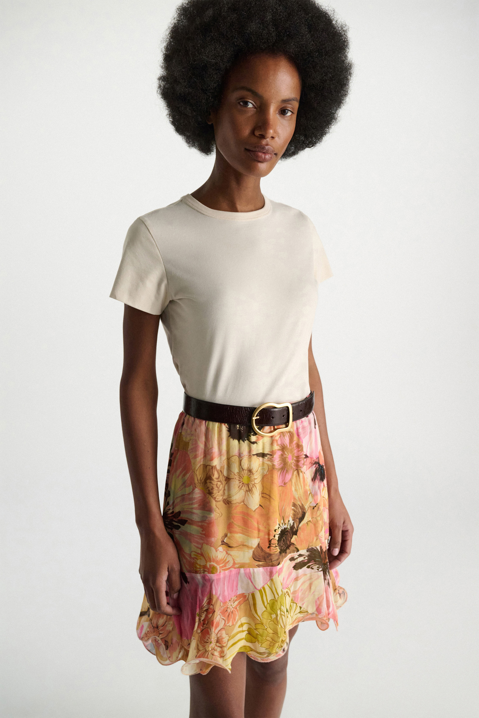 Dorothee Schumacher Rundhals-T-Shirt in verkürzter Passform canvas white