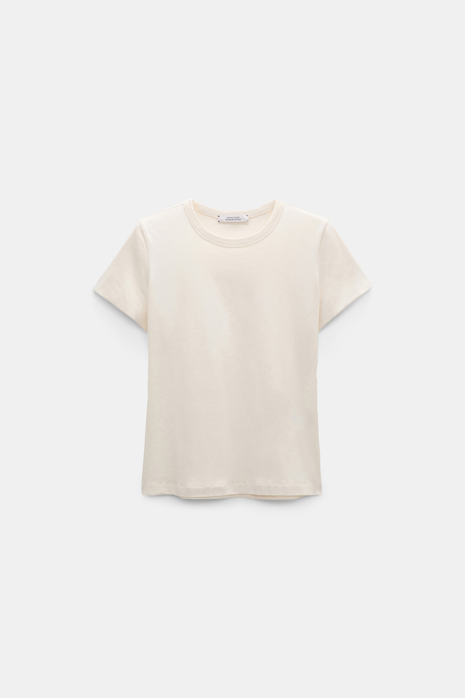Dorothee Schumacher Rundhals-T-Shirt in verkürzter Passform canvas white