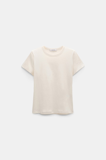 Dorothee Schumacher Rundhals-T-Shirt in verkürzter Passform canvas white
