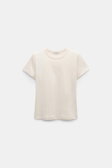 Dorothee Schumacher Round neck shrunken T-shirt canvas white