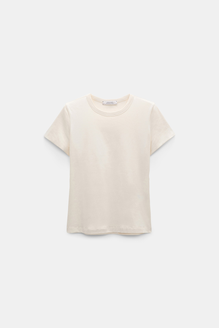 Dorothee Schumacher Rundhals-T-Shirt in verkürzter Passform canvas white