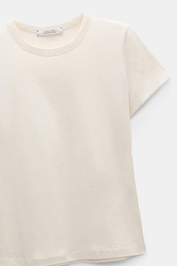 Dorothee Schumacher Rundhals-T-Shirt in verkürzter Passform canvas white