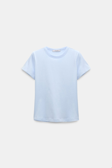 Dorothee Schumacher Rundhals-T-Shirt in verkürzter Passform sky