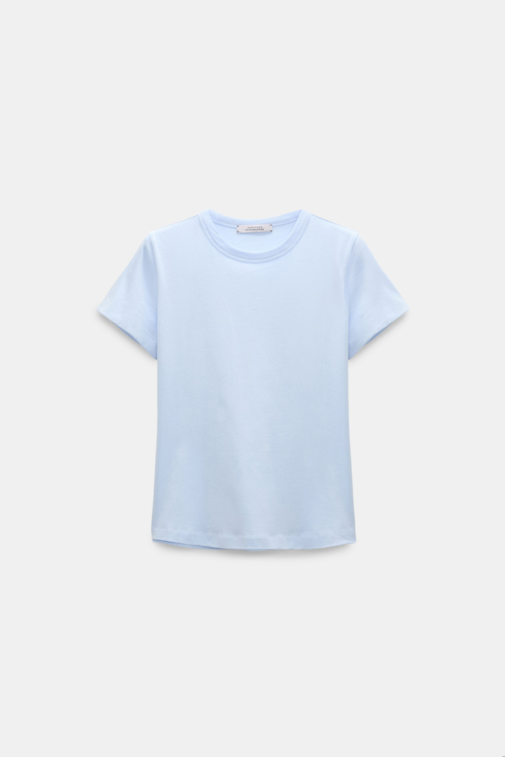 Dorothee Schumacher Rundhals-T-Shirt in verkürzter Passform sky