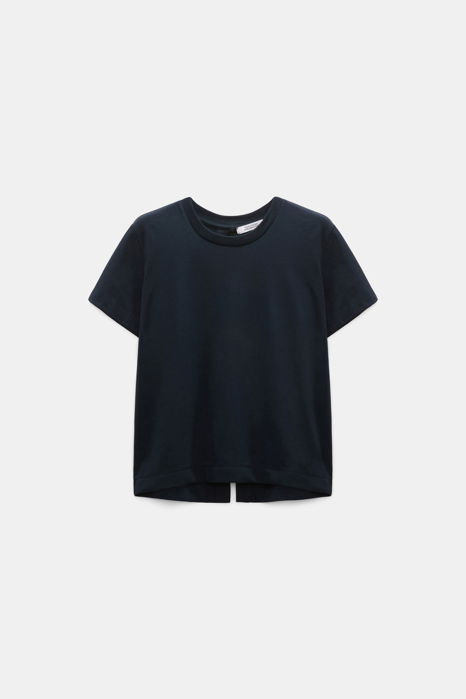 Dorothee Schumacher T-Shirt mit Schlitz am Rücken und Federdetail dark navy