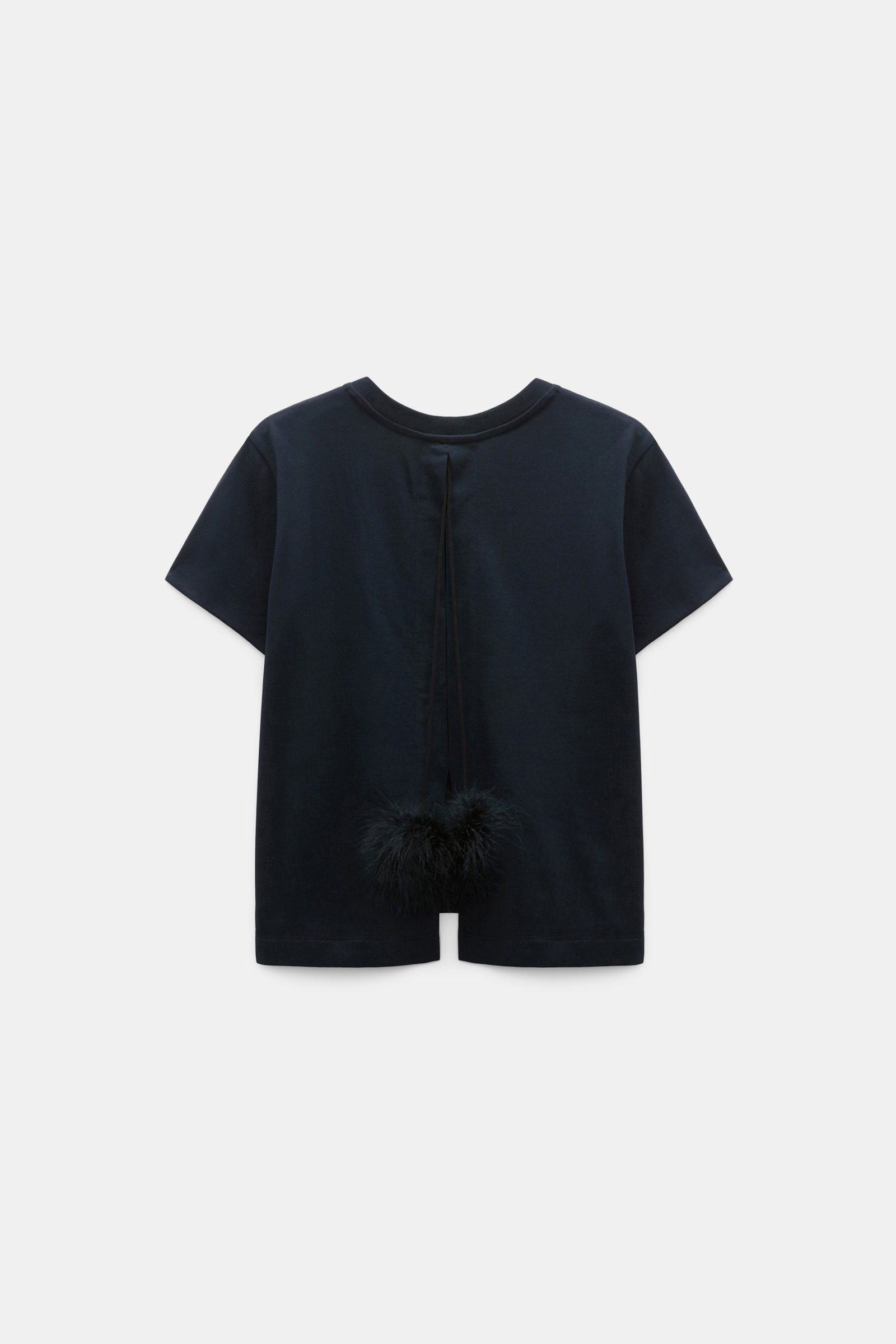 Dorothee Schumacher T-Shirt mit Schlitz am Rücken und Federdetail dark navy