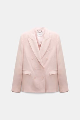 Dorothee Schumacher Double-breasted linen-cotton blazer powder