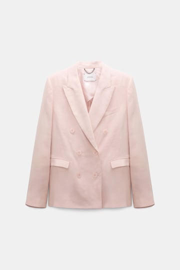 Dorothee Schumacher Double-breasted linen-cotton blazer powder