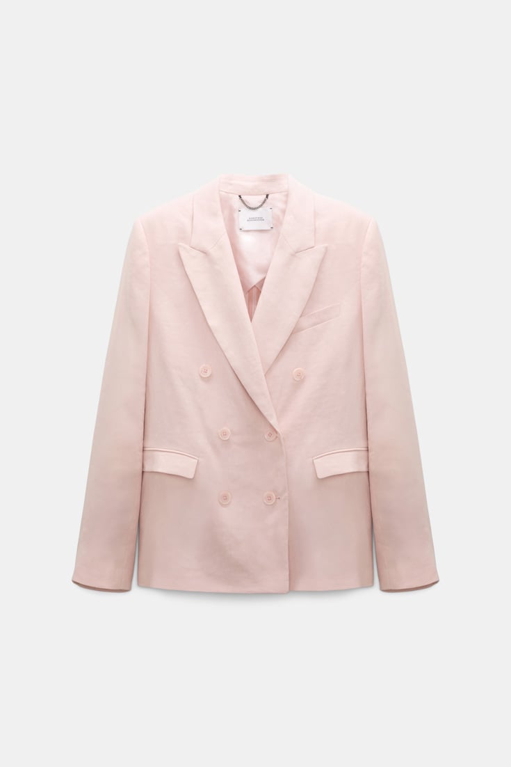 Dorothee Schumacher Double-breasted linen-cotton blazer powder