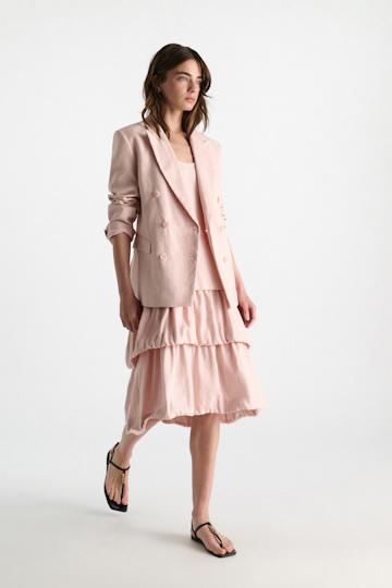 Dorothee Schumacher Midi-Kleid mit Memory Wire-Details aus Leinen und Baumwolle powder