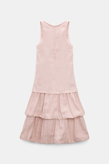 Dorothee Schumacher Midi-Kleid mit Memory Wire-Details aus Leinen und Baumwolle powder