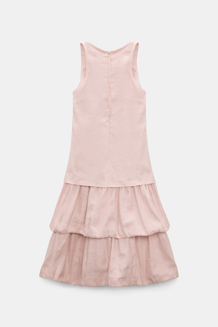 Dorothee Schumacher Midi-Kleid mit Memory Wire-Details aus Leinen und Baumwolle powder