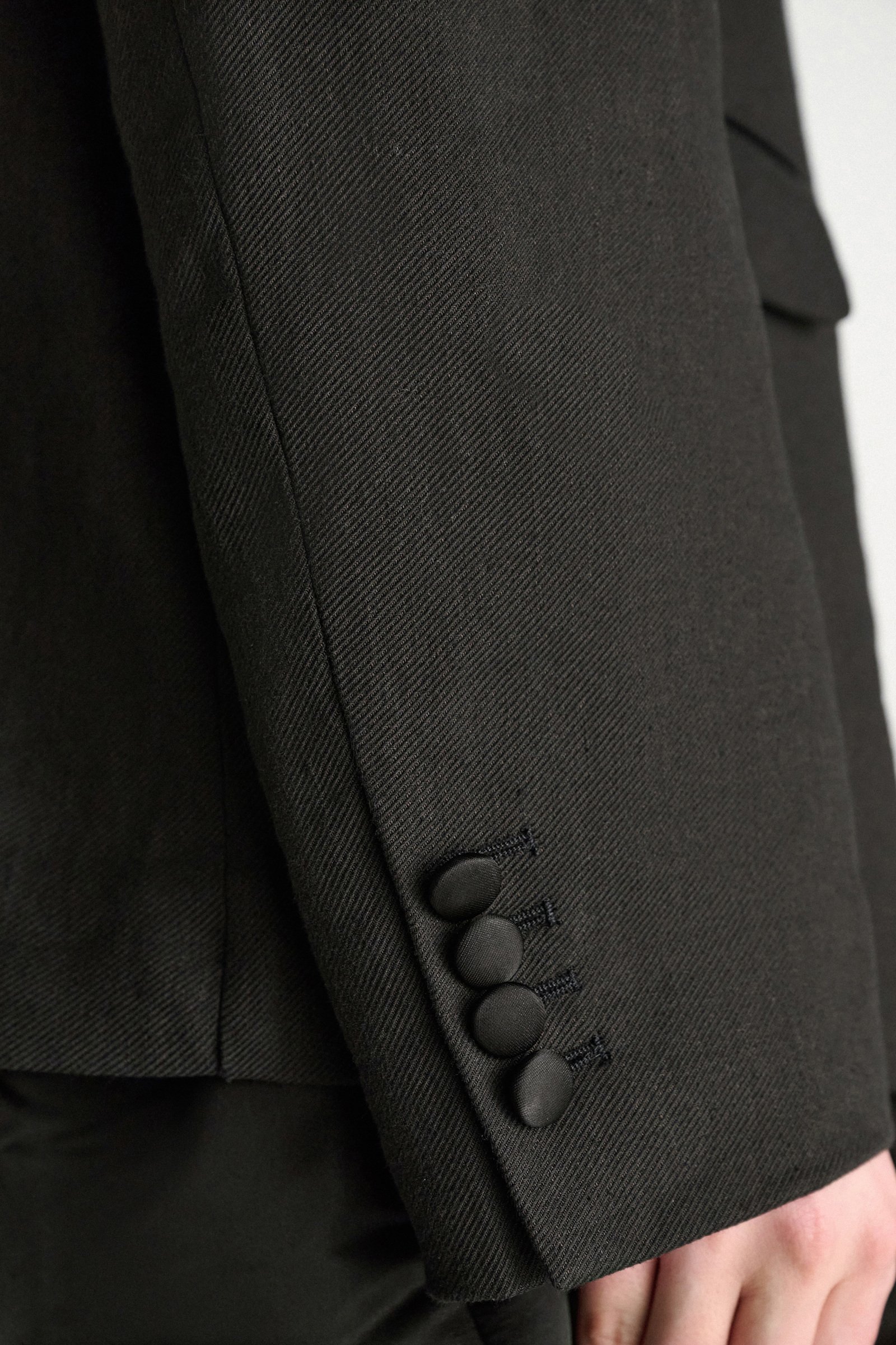 Dorothee Schumacher Double-breasted linen-cotton tuxedo blazer pure black