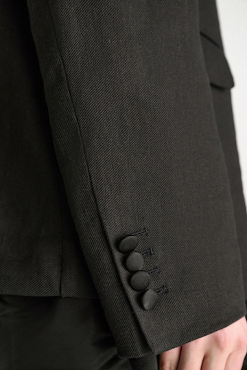 Dorothee Schumacher Double-breasted linen-cotton tuxedo blazer pure black