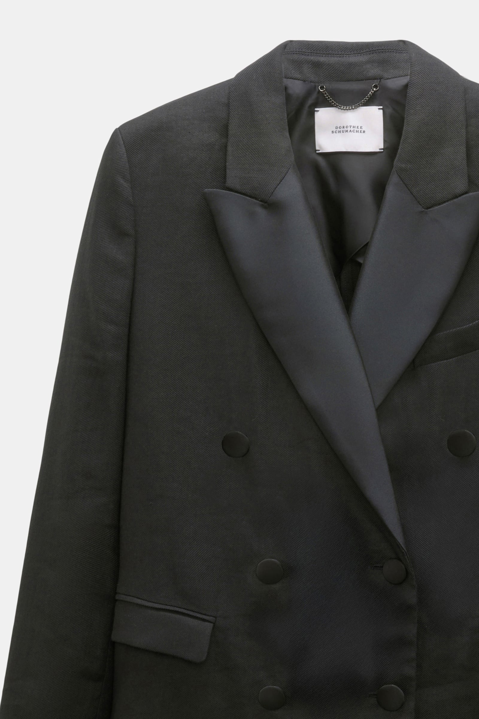 Dorothee Schumacher Double-breasted linen-cotton tuxedo blazer pure black